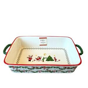 Cath Kidston Christmas Legends Garland Rectangle Roasting Dish Stoneware 8x14